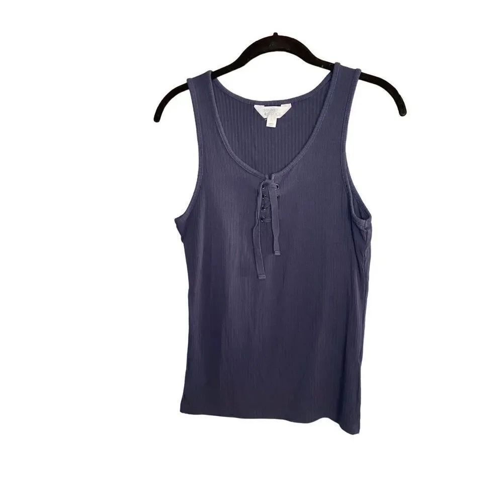 Market & Spruce women’s Ribbed front tie, V-neck tank, size large